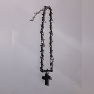 BLACK AGATE CROSS NECKLACE